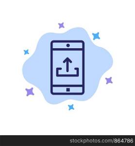 Application, Mobile, Mobile Application, Smartphone, Upload Blue Icon on Abstract Cloud Background