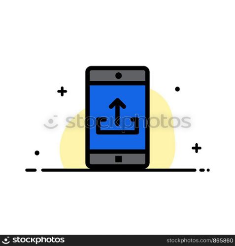 Application, Mobile, Mobile Application, Smartphone, Upload Business Flat Line Filled Icon Vector Banner Template
