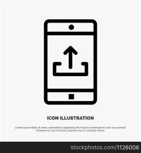 Application, Mobile, Mobile Application, Smartphone, Upload Line Icon Vector