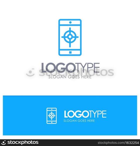 Application, Mobile, Mobile Application, Target Blue Outline Logo Place for Tagline