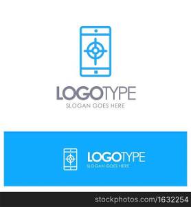 Application, Mobile, Mobile Application, Target Blue Outline Logo Place for Tagline