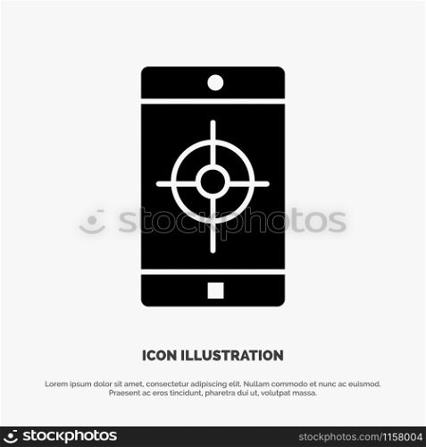 Application, Mobile, Mobile Application, Target solid Glyph Icon vector