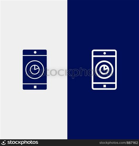 Application, Mobile, Mobile Application, Time Line and Glyph Solid icon Blue banner Line and Glyph Solid icon Blue banner