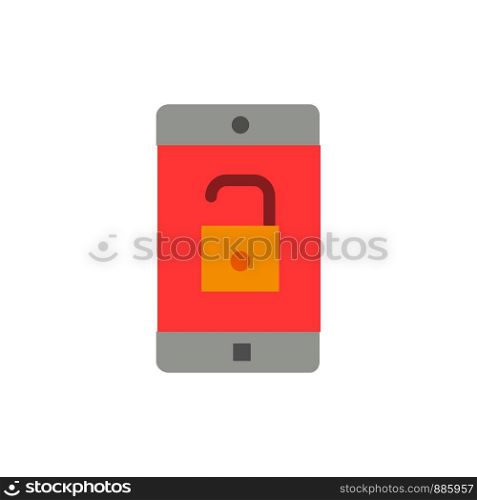 Application, Mobile, Mobile Application, Unlock Flat Color Icon. Vector icon banner Template