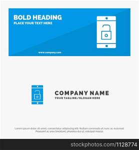 Application, Mobile, Mobile Application, Unlock SOlid Icon Website Banner and Business Logo Template