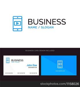 Application, Mobile, Mobile Application, Video Blue Business logo and Business Card Template. Front and Back Design