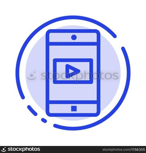 Application, Mobile, Mobile Application, Video Blue Dotted Line Line Icon