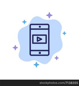 Application, Mobile, Mobile Application, Video Blue Icon on Abstract Cloud Background