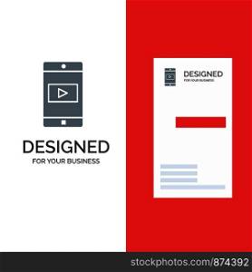 Application, Mobile, Mobile Application, Video Grey Logo Design and Business Card Template