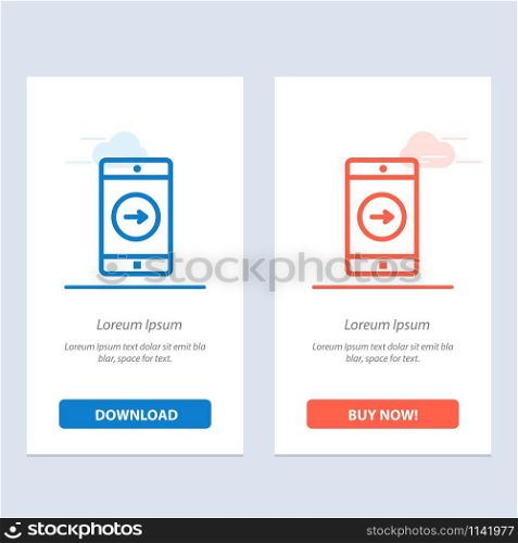 Application, right, Mobile, Mobile Application Blue and Red Download and Buy Now web Widget Card Template