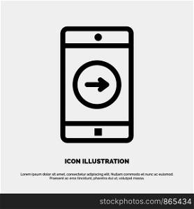 Application, right, Mobile, Mobile Application Line Icon Vector
