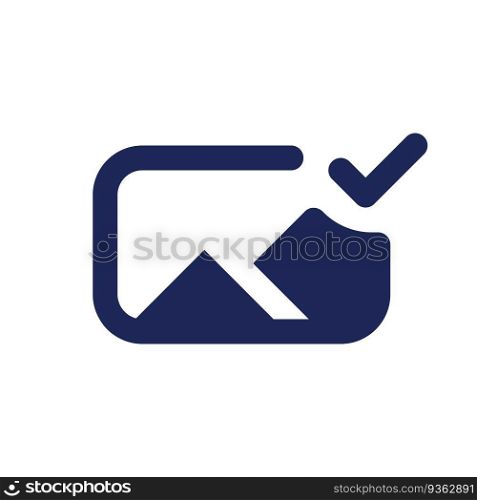 Applied photo file black pixel perfect solid ui icon. Editing application. Approved image. Adding content. Silhouette symbol on white space. Glyph pictogram for web, mobile. Isolated vector image. Applied photo file black pixel perfect solid ui icon