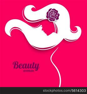 Applique background with beautiful girl silhouette