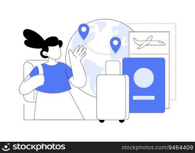 Apply for child travel passport abstract concept vector illustration. International travelling with kids, citizen services, documents for children, application form abstract metaphor.. Apply for child travel passport abstract concept vector illustration.
