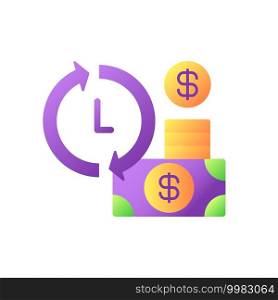 Apply for loans vector flat color icon. Quick cash. Mobile banking service. Getting online payday loan. Money digital transaction. Cartoon style clip art for mobile app. Isolated RGB illustration. Apply for loans vector flat color icon