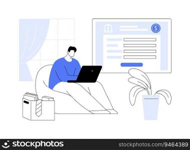 Apply for unemployment benefits abstract concept vector illustration. Unemployed citizen deals with file application, social security, financial aid, bureaucracy sector abstract metaphor.. Apply for unemployment benefits abstract concept vector illustration.