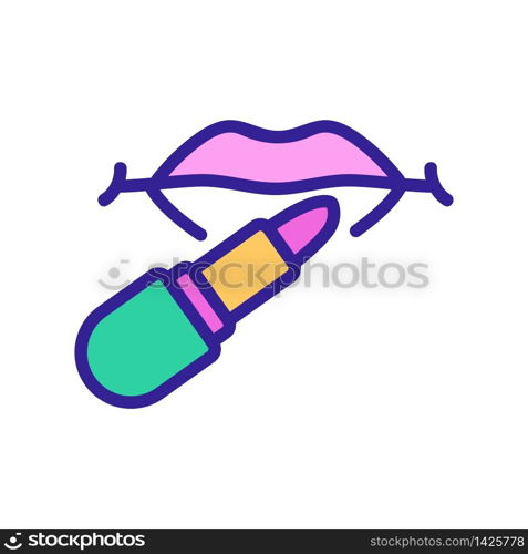 applying lipstick to female lips icon vector. applying lipstick to female lips sign. color symbol illustration. applying lipstick to female lips icon vector outline illustration