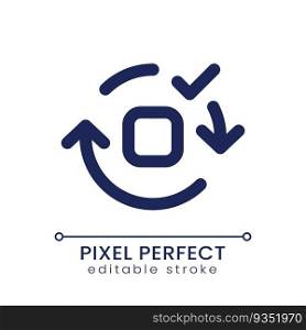 Applying spin motion effect pixel perfect linear ui icon. Added video transition. Film editing tool. GUI, UX design. Outline isolated user interface element for app and web. Editable stroke. Applying spin motion effect pixel perfect linear ui icon