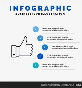 Appreciate, Remarks, Good, Like Line icon with 5 steps presentation infographics Background