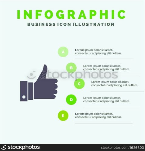 Appreciate, Remarks, Good, Like Solid Icon Infographics 5 Steps Presentation Background