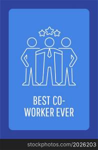 Appreciating coworker accomplishments postcard with linear glyph icon. Greeting card with decorative vector design. Simple style poster with creative lineart illustration. Flyer with holiday wish. Appreciating coworker accomplishments postcard with linear glyph icon