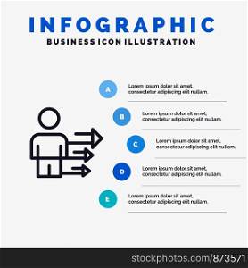 Approach, Business, Leadership, Modern Line icon with 5 steps presentation infographics Background