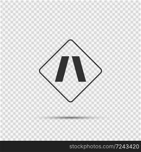 Approaching narrow bridge sign on transparent background,vector illustration