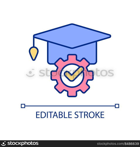 Appropriate learning environment RGB color icon. Success in school and college. Effective learner. Isolated vector illustration. Simple filled line drawing. Editable stroke. Arial font used. Appropriate learning environment RGB color icon