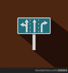 Appropriate traffic lanes at crossroads junction icon. Flat illustration of appropriate traffic lanes at crossroads junction vector icon for web isolated on coffee background. Traffic lanes at crossroads junction icon