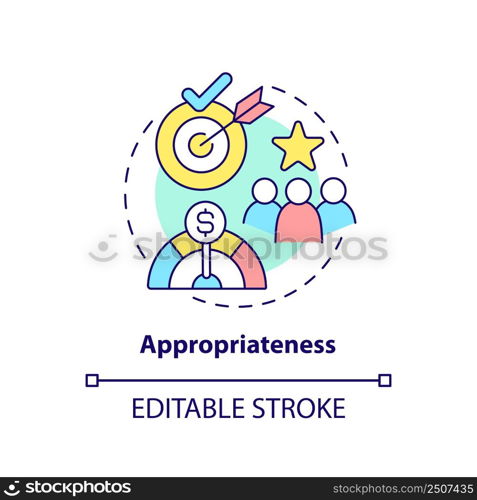 Appropriateness concept icon. Correct project. International cooperation concept abstract idea thin line illustration. Isolated outline drawing. Editable stroke. Arial, Myriad Pro-Bold fonts used. Appropriateness concept icon