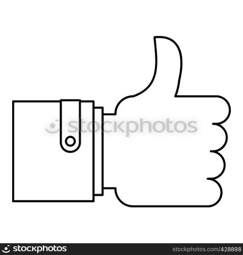 Approval and like sign icon. Outline illustration of approval and like sign vector icon for web. Approval and like sign icon, outline style