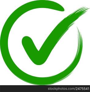 Approval symbol check mark circle drawn hand green sign OK