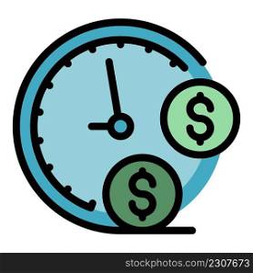 Approved allowance time icon. Outline approved allowance time vector icon color flat isolated. Approved allowance time icon color outline vector