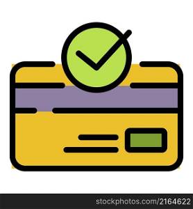 Approved credit card icon. Outline approved credit card vector icon color flat isolated. Approved credit card icon color outline vector
