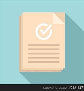Approved document icon flat vector. Certificate mark. Complete qualification. Approved document icon flat vector. Certificate mark