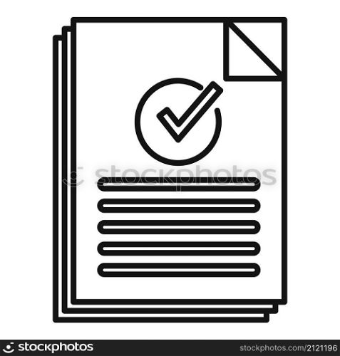 Approved document icon outline vector. Certificate mark. Complete qualification. Approved document icon outline vector. Certificate mark