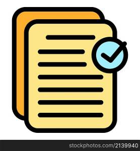 Approved files icon. Outline approved files vector icon color flat isolated. Approved files icon color outline vector