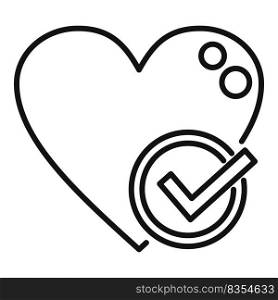 Approved heart icon outline vector. Like element. Love heart. Approved heart icon outline vector. Like element