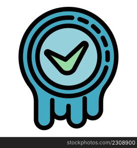Approved iso icon. Outline approved iso vector icon color flat isolated. Approved iso icon color outline vector