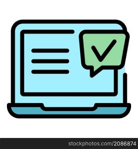 Approved laptop experience icon. Outline approved laptop experience vector icon color flat isolated. Approved laptop experience icon color outline vector