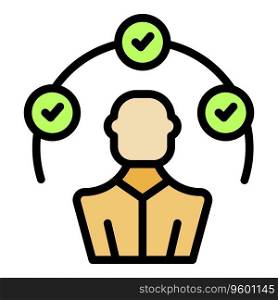 Approved manager icon outline vector. Self people. Jump skill color flat. Approved manager icon vector flat