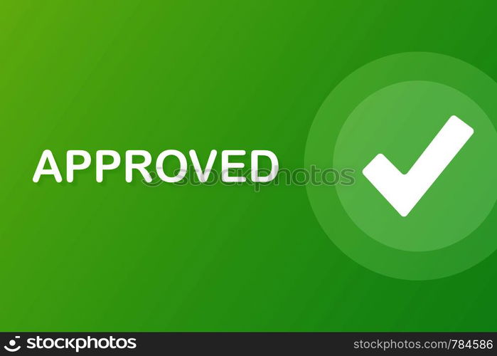 Approved medal. Round stamp for approved and tested product, software and services. Vector illustration.. Approved medal. Round stamp for approved and tested product, software and services. Vector stock illustration.