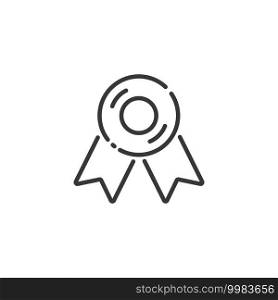 Approved or certified medal thin line icon. Quality guarantee. Isolated outline commerce vector illustration