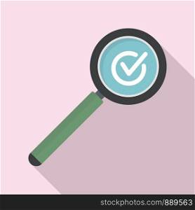 Approved search icon. Flat illustration of approved search vector icon for web design. Approved search icon, flat style
