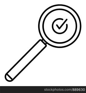 Approved search icon. Outline approved search vector icon for web design isolated on white background. Approved search icon, outline style