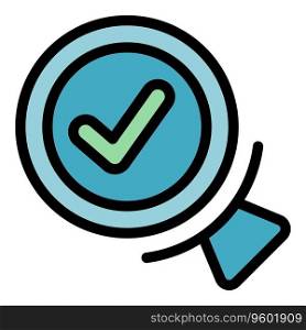 Approved search icon outline vector. Finance form. Money report color flat. Approved search icon vector flat
