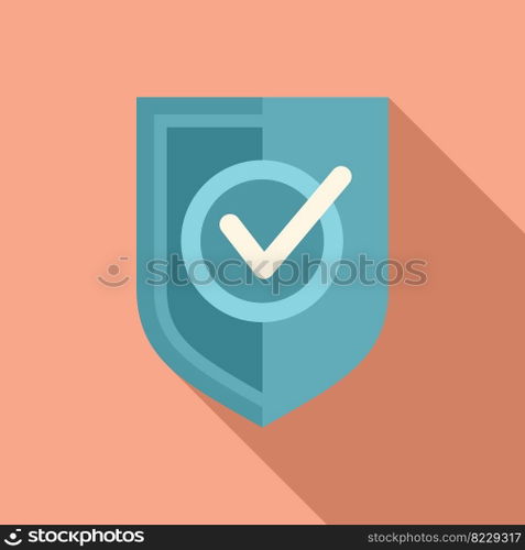 Approved shield icon flat vector. Interface button. Software app. Approved shield icon flat vector. Interface button
