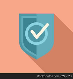 Approved shield icon flat vector. Interface button. Software app. Approved shield icon flat vector. Interface button