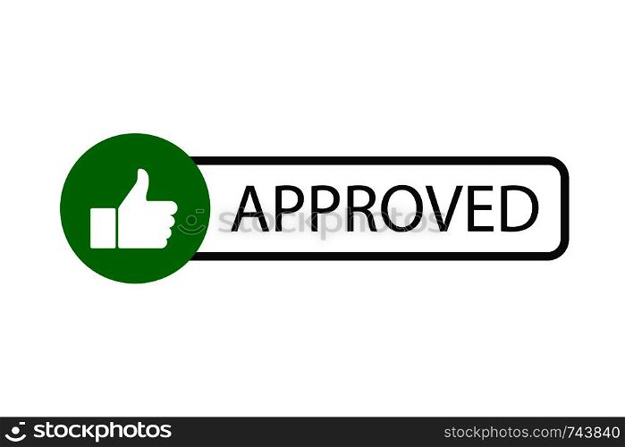 Approved stamp vector. Button Approved in flat style design
