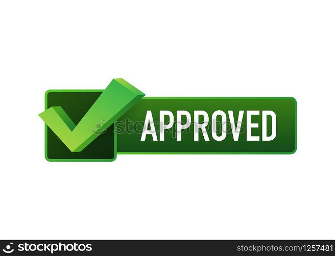 Approved stamp vector. Flat style design button.. Approved stamp vector. Flat style design button